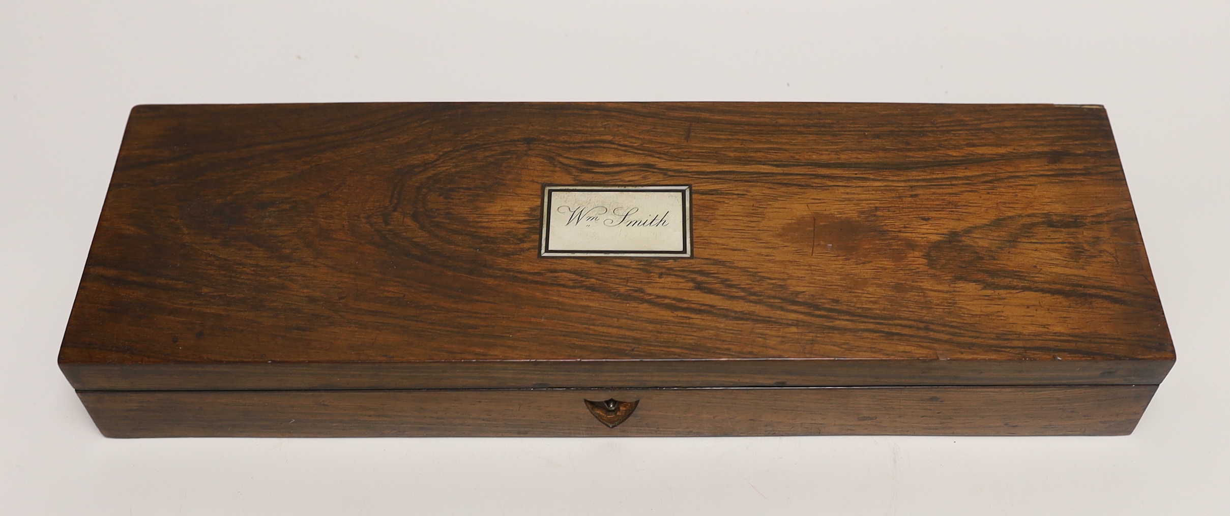 A mother of pearl inlaid rosewood cased cribbage set, with related letter, 1832